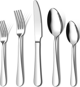 20 Piece Silverware Set, ENLOY Stainless Steel Flatware Cutlery Set, Kitchen Utensil Set Service for 4, Include Knife Fork Spoon, Mirror Polished, Dishwasher Safe