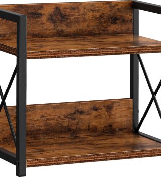 Giikin 2 Tier Kitchen Spice Rack Organizer for Countertop, Wood Coffee Counter Shelf Organizer for Home (Rustic Brown)