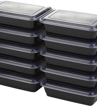 GoodCook Meal Prep Containers, Single Compartment 10-Pack, BPA-Free Reusable Food Storage, Black, Microwave & Freezer Safe, Stackable Meal Prep Containers for Lunches and Snacks