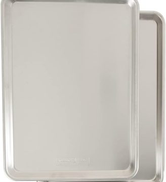 Nordic Ware Naturals Half Sheet - USA Made Aluminum Commercial Quality Sheet Pan for Baking or Roasting, Encapsulated Galvanized Steel Rim Prevents Warping, 2-Pack